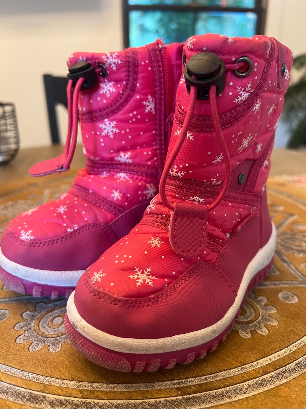 7-7.5 MERENCE girls toddler Pink Winter Snow Boots - Cozy Waterproof Style
